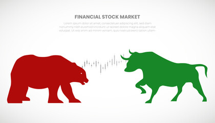 Bull or bullish run; Bear or bearish market trend in crypto currency or stocks. Trade exchange. Stock market price chart. Global economy crash or boom. Vector