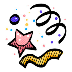 Confetti halftone icon hand drawn color vector illustration