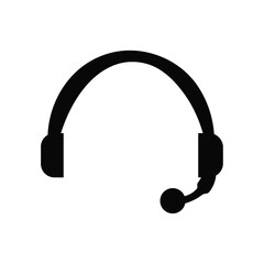 Headphones silhouette with microphone