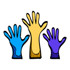 Hands halftone icon hand drawn color vector illustration