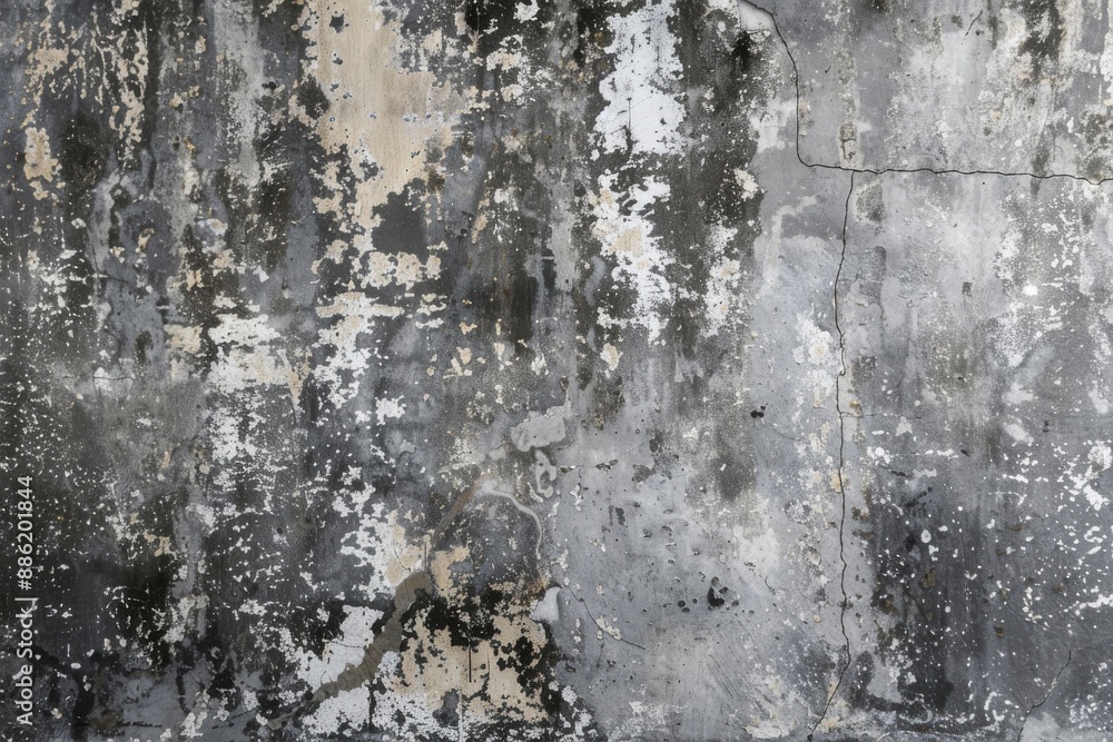 Wall mural aged wall texture: dirty gray cement panorama with black backdrop. abstract silver and grey design o