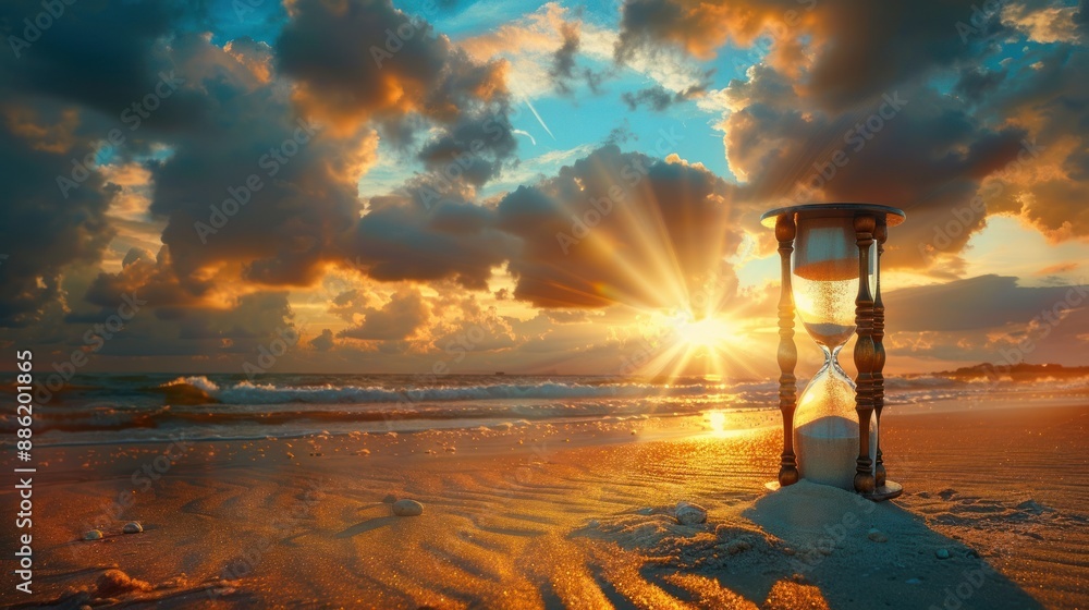 Canvas Prints hourglass sunset on beach