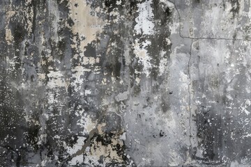 Aged wall texture: dirty gray cement panorama with black backdrop. Abstract silver and grey design on light white background