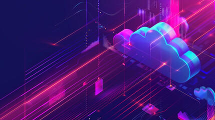 Naklejka premium Landing page banner Copy: Title: BOOST NETWORK EFFICIENCY ACROSS DIVERSE CLOUDS Subheading: Streamline your cloud-to-cloud, cloud-to-data centre, and data centre-to-data centre 