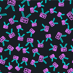 Line Psychology icon isolated seamless pattern on black background. Psi symbol. Mental health concept, psychoanalysis analysis and psychotherapy. Vector