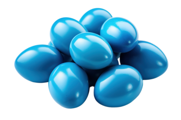 A Cluster of Vibrant Blue Easter Eggs Ready for a Spring Celebration on a White or Clear Surface PNG Transparent Background.