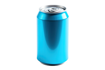 Obraz premium A Shiny Blue Aluminum Can Ready for a Refreshing Drink on a White or Clear Surface PNG Transparent Background.