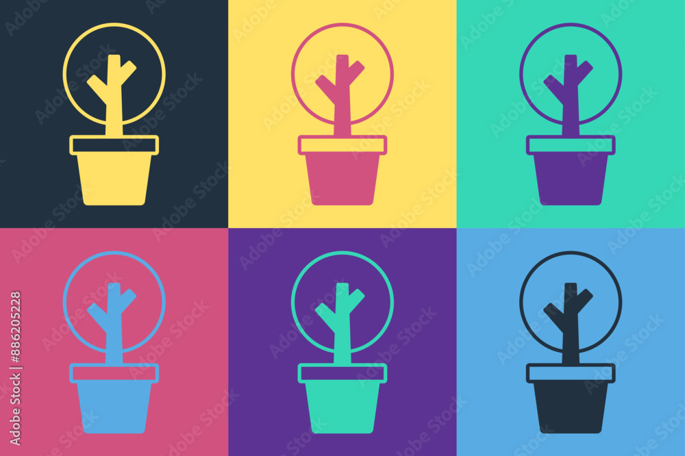 Poster pop art tree icon isolated on color background. forest symbol. vector