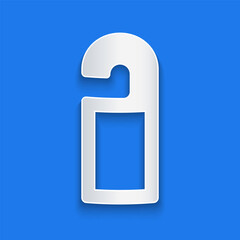 Paper cut Please do not disturb icon isolated on blue background. Hotel Door Hanger Tags. Paper art style. Vector
