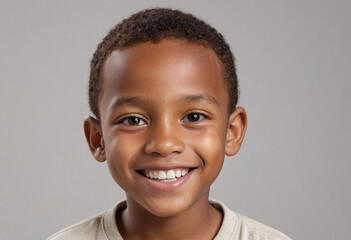 Naklejka premium Portrait view of a regular happy smiling Madagascar boy, ultra realistic, candid, social media, avatar image, plain solid background