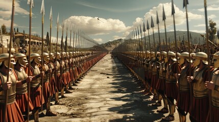 Obraz premium Roman Phalanx Formation Ready for Battle