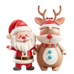 Festive illustration of Santa Claus and Reindeer, perfect for holiday decorations, Christmas cards, and seasonal greetings.