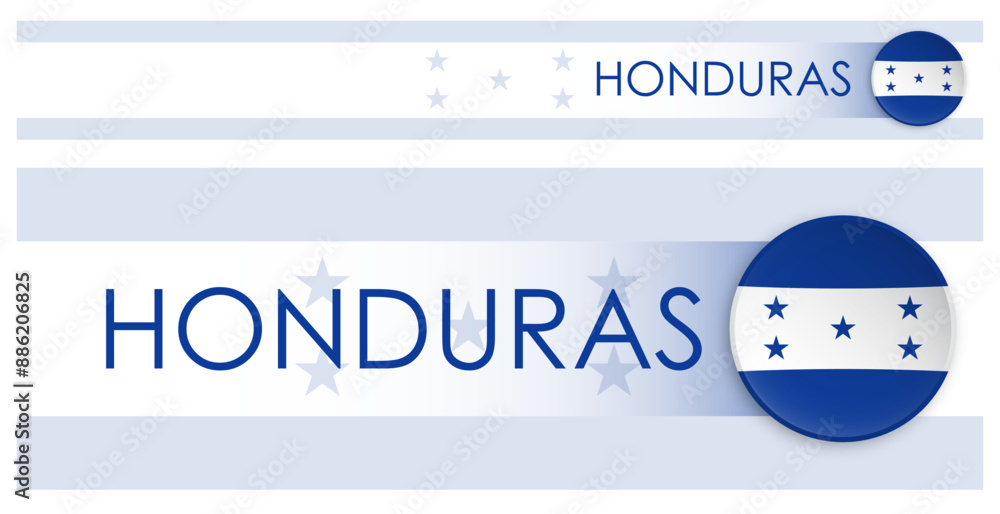 Wall mural honduras flag horizontal web banner in modern neomorphism style. webpage honduras country header but