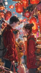 Couple in a Festive Chinese Market