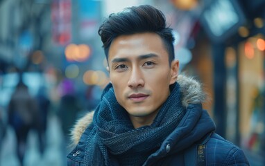 A young Asian man with dark hair looks directly at the camera