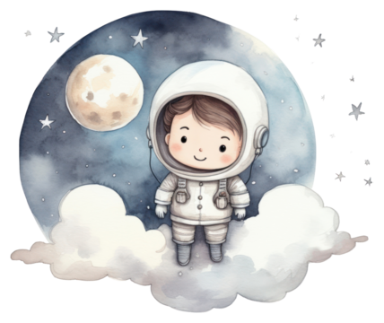 PNG Astronaut cute moon art transparent background