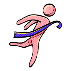 Finish line halftone icon hand drawn color vector illustration