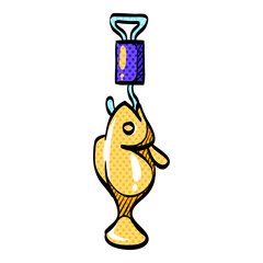 Fishing scale halftone icon hand drawn color vector illustration