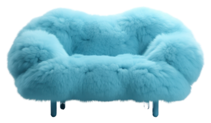 PNG Sofa fluffy wool furniture relaxation turquoise.