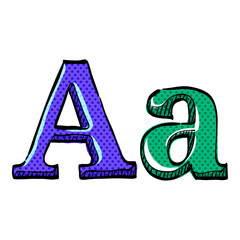 Font halftone icon hand drawn color vector illustration