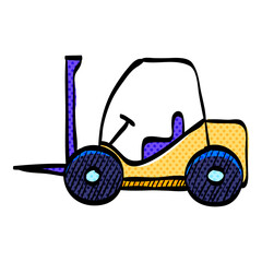 Forklift halftone icon hand drawn color vector illustration