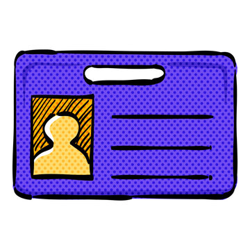 recommend clip art: ID Card halftone icon hand drawn color vector illustration