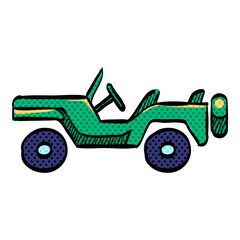 Military vehicle halftone icon hand drawn color vector illustration