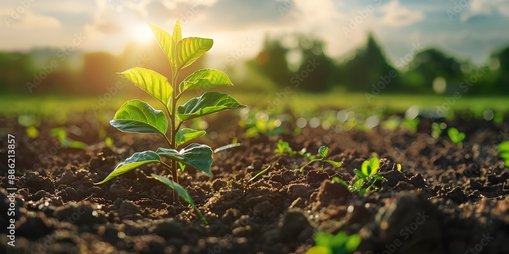 Poster sustainable farming practices in action environmental conservation concept with copy space