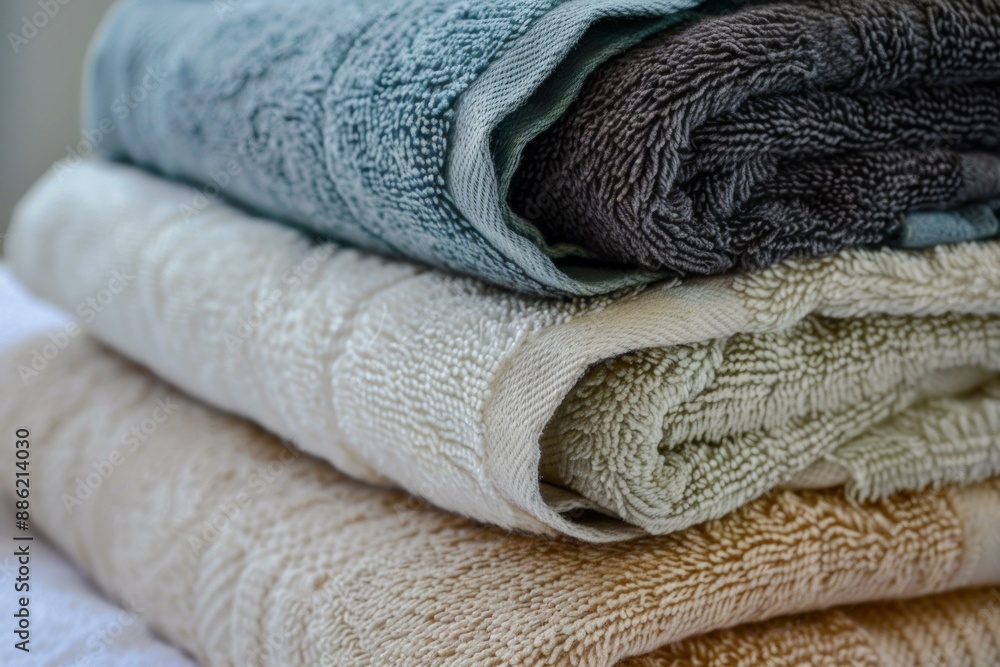 Aufkleber stack of soft clean folded towels lying on top of each other