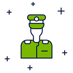 Filled outline Captain of ship icon isolated on white background. Travel tourism nautical transport. Voyage passenger ship, cruise liner. Vector