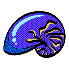Nautilus halftone icon hand drawn color vector illustration