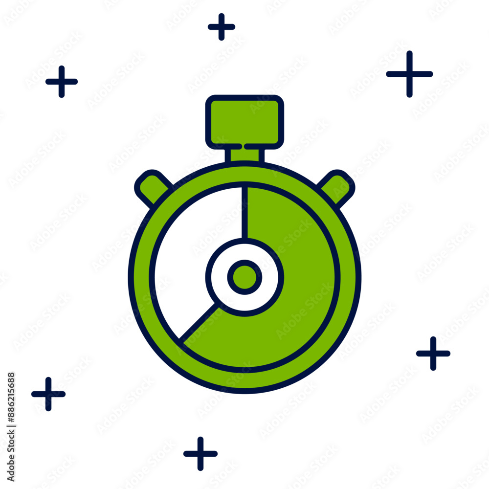 Poster filled outline stopwatch icon isolated on white background. time timer sign. chronometer sign. vecto