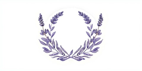 Obraz premium Elegant hand-drawn lavender logo with leaves for wedding invitation design. Concept Wedding Invitation Design, Lavender Logo, Hand-Drawn, Elegant, Leaves