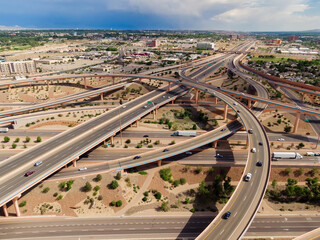 Interstate 25 and Interstate 40 freeway junction in Albuquerque, New Mexico, United States of...