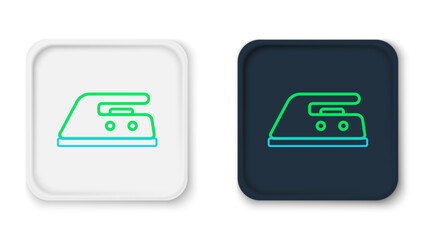 Obraz premium Line Electric iron icon isolated on white background. Steam iron. Colorful outline concept. Vector