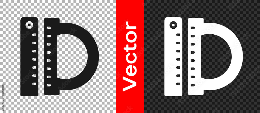 Aufkleber black protractor grid for measuring degrees icon isolated on transparent background. tilt angle mete