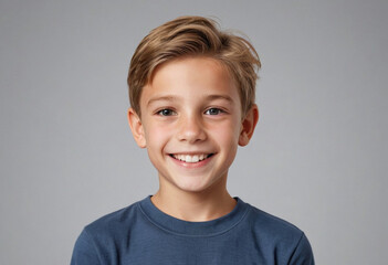 Portrait view of a regular happy smiling Austria boy, ultra realistic, candid, social media, avatar image, plain solid background