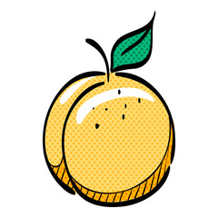 Peach halftone icon hand drawn color vector illustration