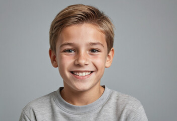 Portrait view of a regular happy smiling Croatia boy, ultra realistic, candid, social media, avatar image, plain solid background