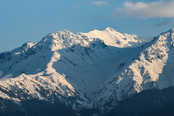 swiss mountains in the winter