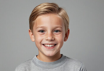 Portrait view of a regular happy smiling Denmark boy, ultra realistic, candid, social media, avatar image, plain solid background