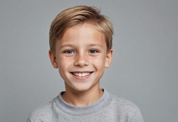 Portrait view of a regular happy smiling Estonia boy, ultra realistic, candid, social media, avatar image, plain solid background