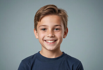 Portrait view of a regular happy smiling Hungary boy, ultra realistic, candid, social media, avatar image, plain solid background