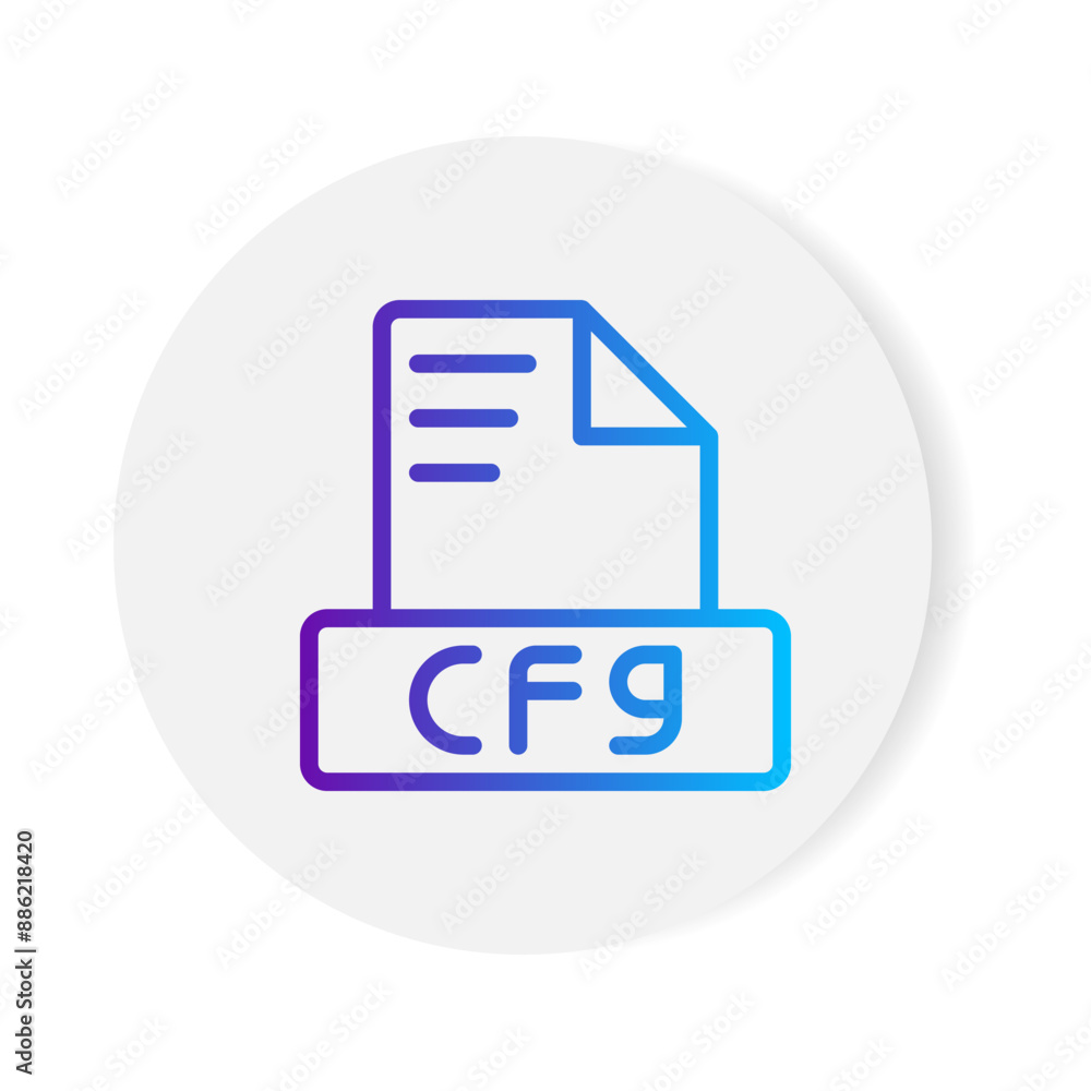 Fototapete Cfg document format file icon. with gradient outlines. vector illustration.