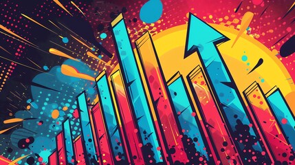 Abstract colorful graphic with financial growth concept