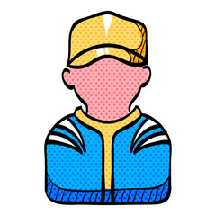 Racer avatar halftone icon hand drawn color vector illustration