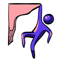 Rock climbing halftone icon hand drawn color vector illustration