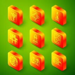 Set line Mahjong pieces, Game dice, Dart arrow, Tic tac toe game, Chess, Hockey table, Casino chip with dollar and Time chess clock icon. Vector