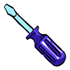 Screwdriver halftone icon hand drawn color vector illustration