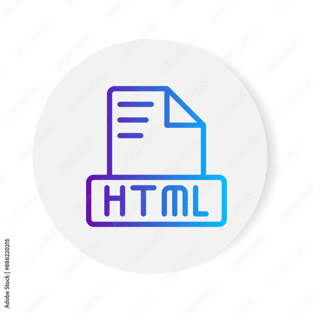Fototapete Html document format file icon. with gradient outlines. vector illustration.